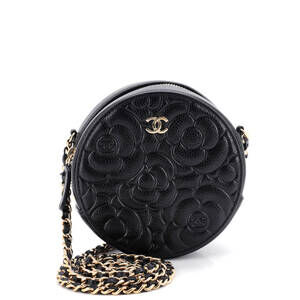 Chanel Round Clutch With Chain Camellia #259512C22B